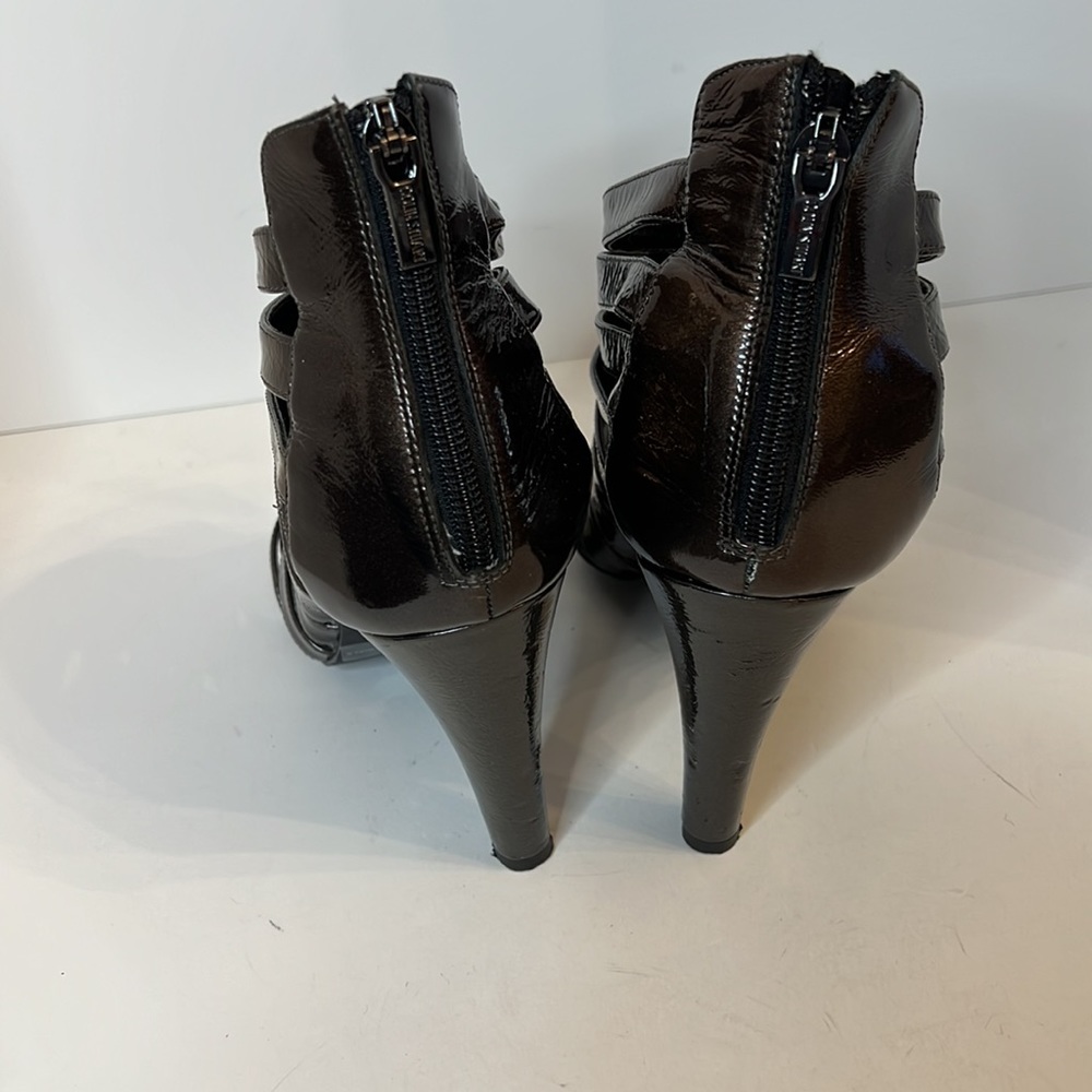 COLIN STUART BROWN LEATHER OPEN TOE STRAPPY HEELS SZ 11B - Picture 3 of 12